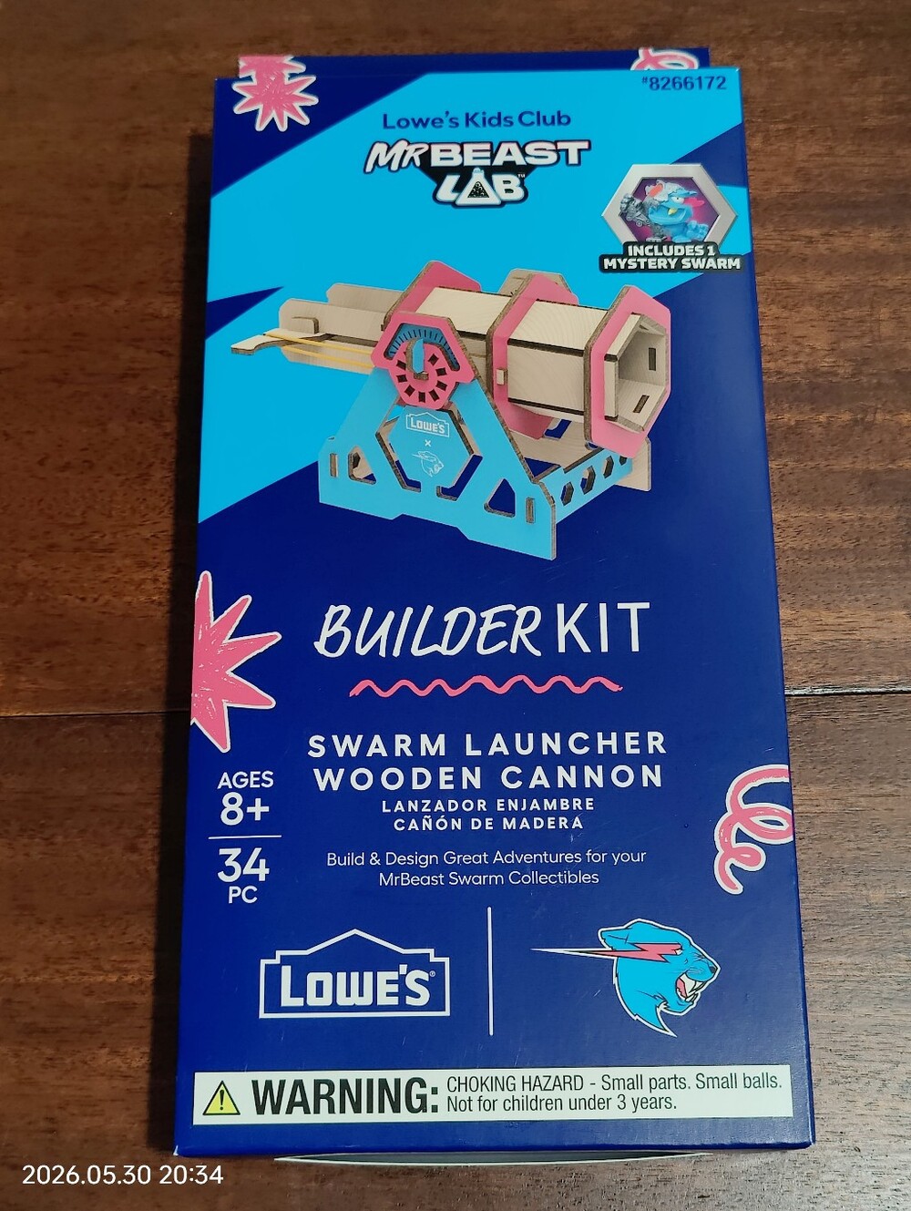 NiB Mr. Beast Swarm Launcher 6" Wooden Cannon, 34pc W/ Mystery Swarm Figure